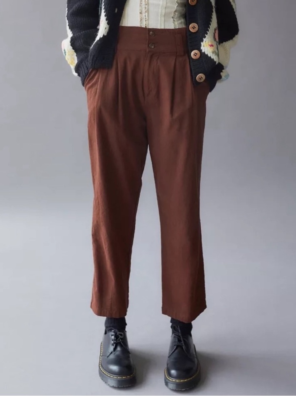 Urban Outfitters Sloane Linen Blend Tapered Trouser Pants Sz XS